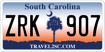 SC license plate ZRK907