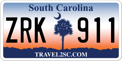 SC license plate ZRK911