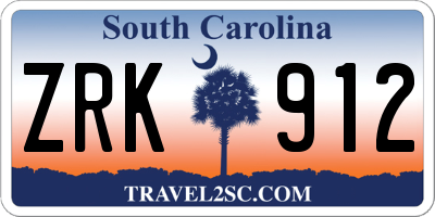 SC license plate ZRK912