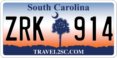 SC license plate ZRK914