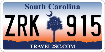 SC license plate ZRK915