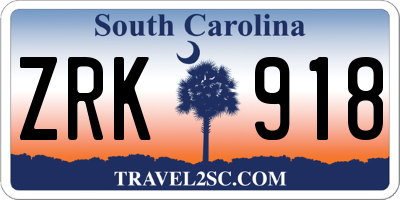 SC license plate ZRK918