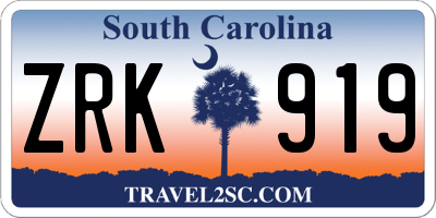SC license plate ZRK919