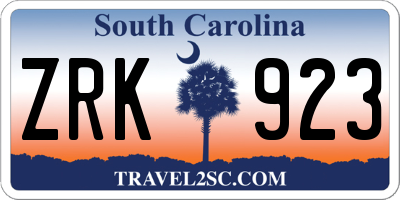 SC license plate ZRK923