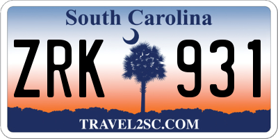 SC license plate ZRK931