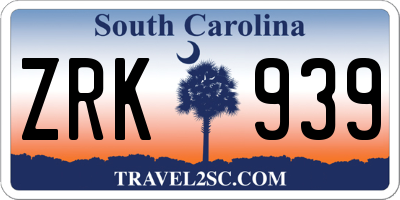 SC license plate ZRK939