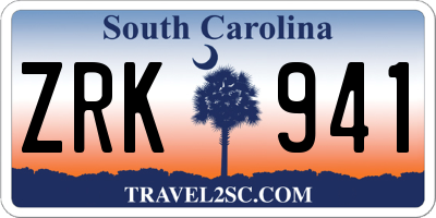 SC license plate ZRK941