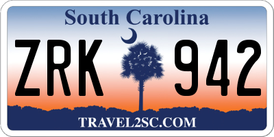 SC license plate ZRK942