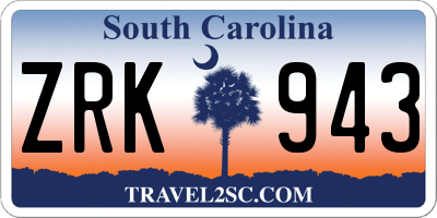 SC license plate ZRK943