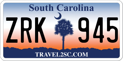 SC license plate ZRK945