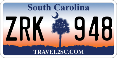 SC license plate ZRK948