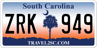 SC license plate ZRK949