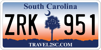 SC license plate ZRK951