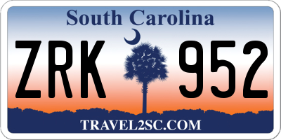 SC license plate ZRK952