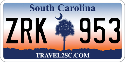 SC license plate ZRK953