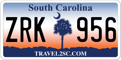SC license plate ZRK956