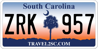SC license plate ZRK957