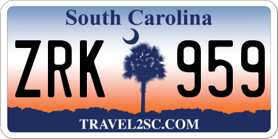 SC license plate ZRK959