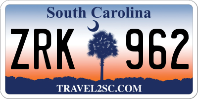 SC license plate ZRK962