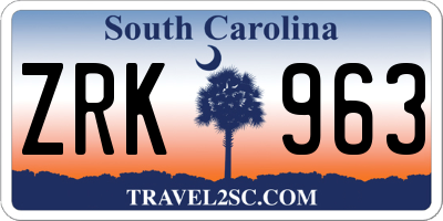 SC license plate ZRK963