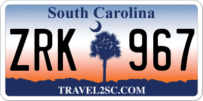 SC license plate ZRK967