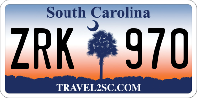 SC license plate ZRK970
