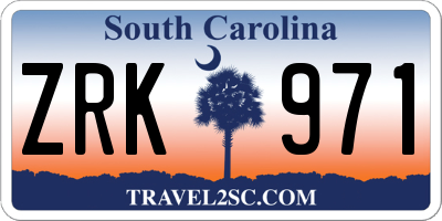 SC license plate ZRK971