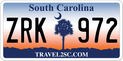 SC license plate ZRK972