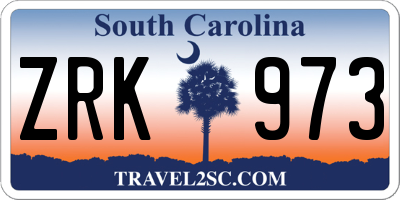 SC license plate ZRK973
