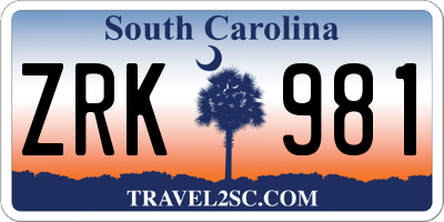 SC license plate ZRK981