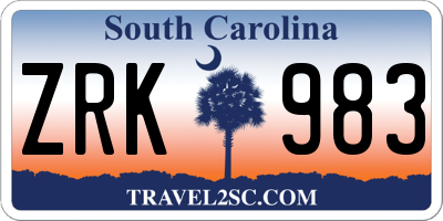 SC license plate ZRK983