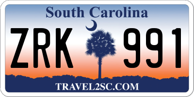 SC license plate ZRK991