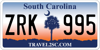 SC license plate ZRK995