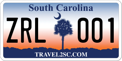 SC license plate ZRL001