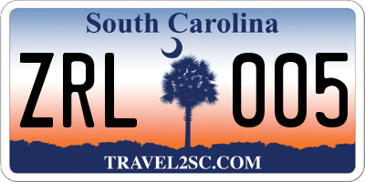 SC license plate ZRL005