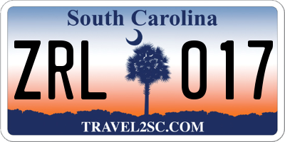 SC license plate ZRL017