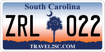 SC license plate ZRL022