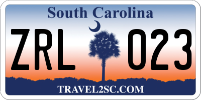 SC license plate ZRL023