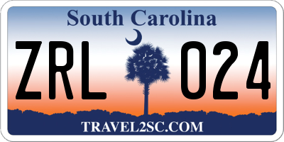 SC license plate ZRL024