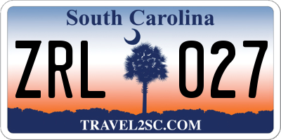 SC license plate ZRL027