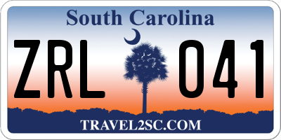 SC license plate ZRL041