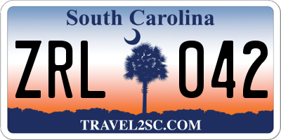 SC license plate ZRL042
