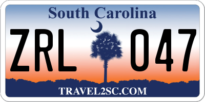 SC license plate ZRL047