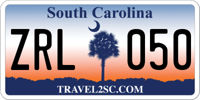SC license plate ZRL050