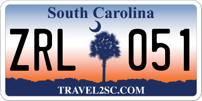 SC license plate ZRL051