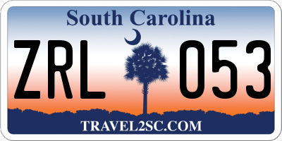SC license plate ZRL053