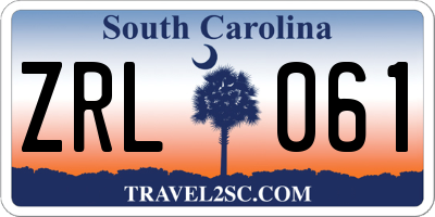 SC license plate ZRL061