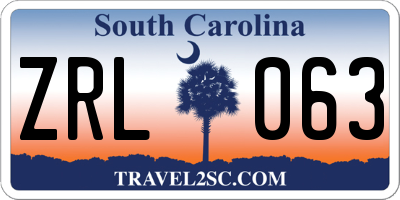 SC license plate ZRL063