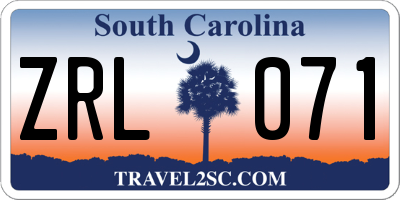 SC license plate ZRL071