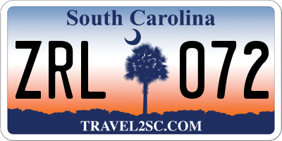 SC license plate ZRL072